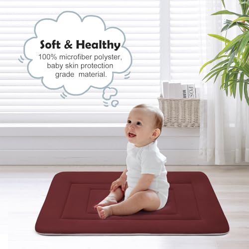 Dog Bed Soft Dog Crate Bed Pad Mat (48.0"L x 30.0"W x 1.2"Th / Dark Red)