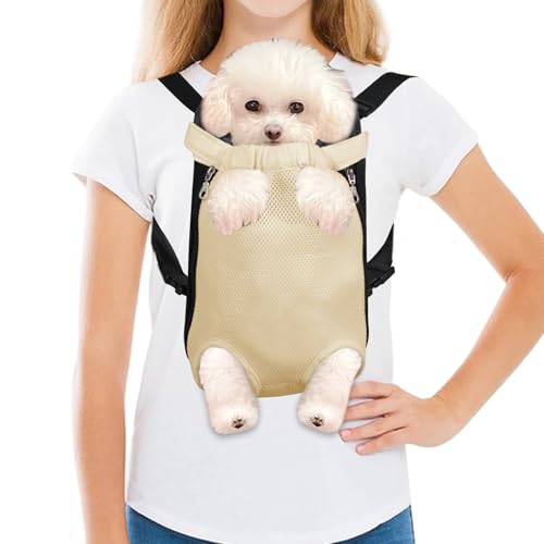 Dog Carrier Backpack Pet Legs Out Front Cat Travel Bag (Medium / Beige)