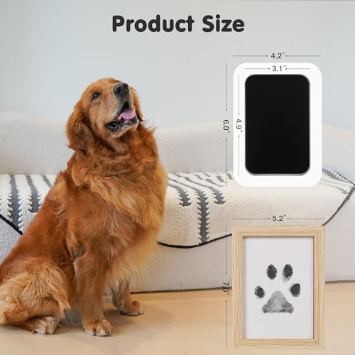 Inkless Paw Print Kit for Dogs (Black Pad,Black/Natural Wood Frame / 4-Pack,Large)