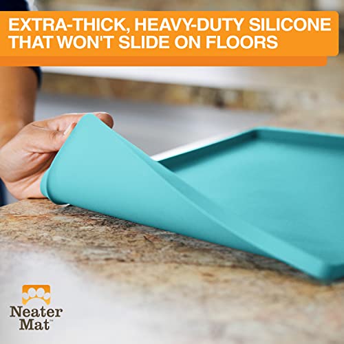 Neater Mat Pet Mats for Food and Water (19"L x 12"W / Aquamarine)