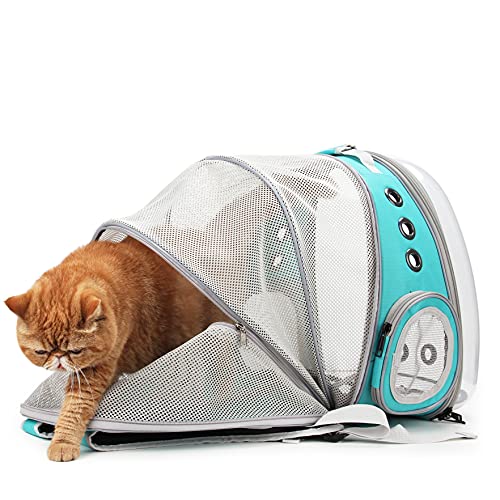 Expandable Bubble Cat Carrier Backpack (Back Expandable-Green)