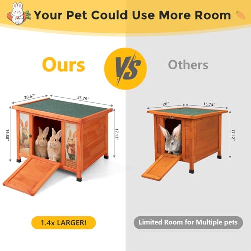 24 Inch Rabbit Hutch Outdoor (Orange w/printing / Middle)