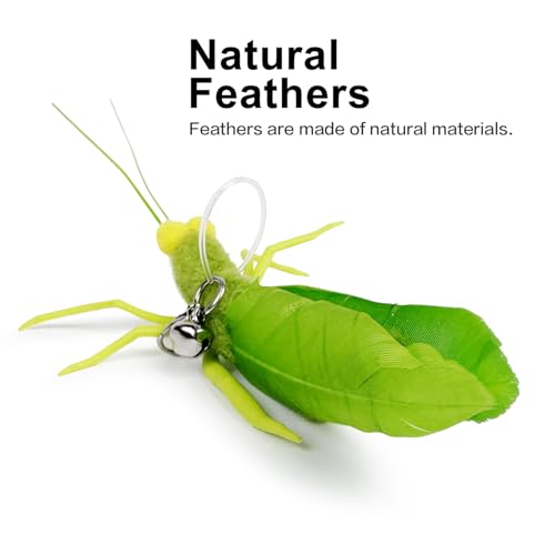 Cat Feather Wand Toys (24.4” Retractable Wand（3 Refills）)