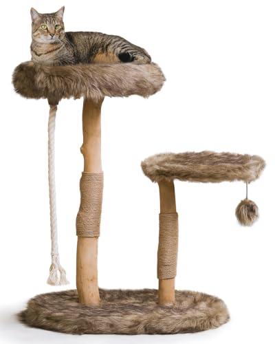 Mau Modern Wood Cat Tree Tower (Brown)