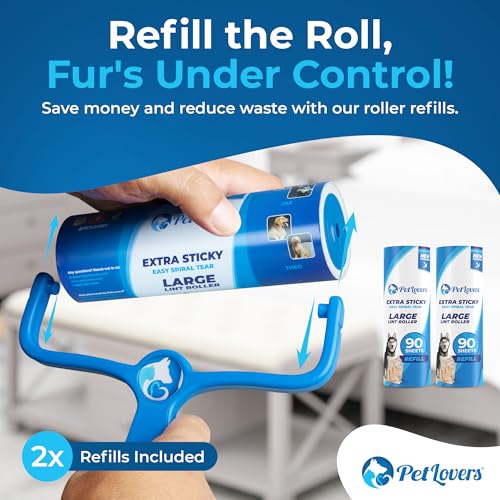 6.3" Large Lint Roller for Pet Hair Extra Sticky 270 Sheets