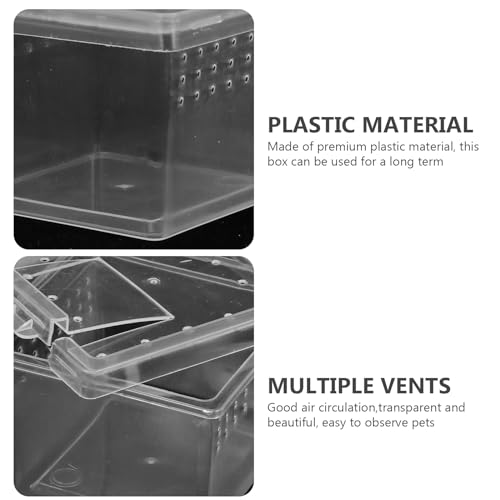 Clear Plastic Insect Feeding Box Small Critter Keeper Portable Mini Terrarium Cage 2.76X2.76X1.77In Ideal for Reptiles Amphibians and Small Animals