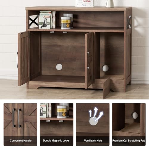 Cat Litter Box Enclosure (Retro Brown / 31"L x 17"W x 28.5"H)