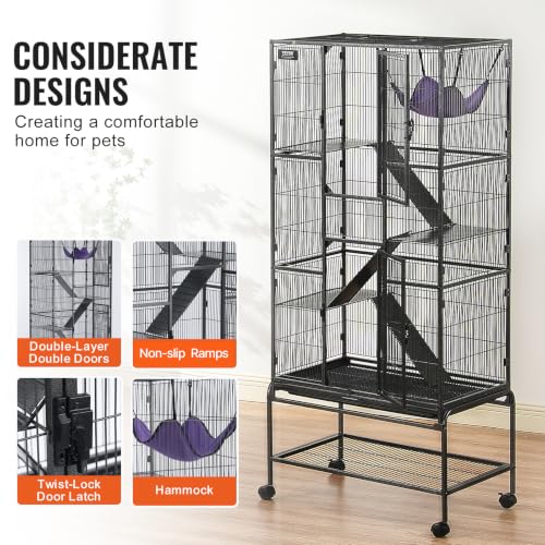 69" Rolling Metal Ferret Cage (29.7"L x 17.9"W x 69.1"H)
