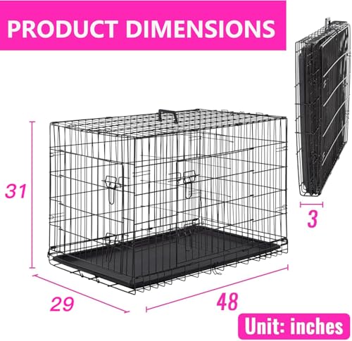 48" Foldable Metal Dog Crate (Black)