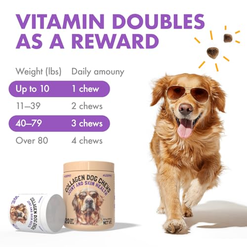 Collagen Dog Chews for Joint & Skin Health 30 Soft Chews All Breeds Mobility (Collagen / 30)