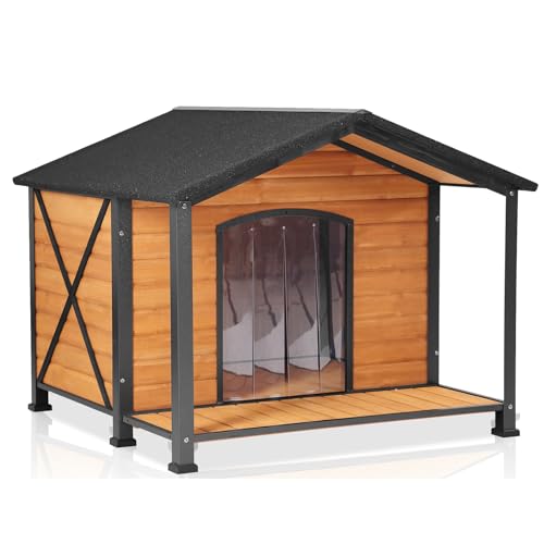 Outdoor Dog House with Chewproof Strong Metal Frame Outside Dog Kennel Weatherproof for Medium to Large Dogs