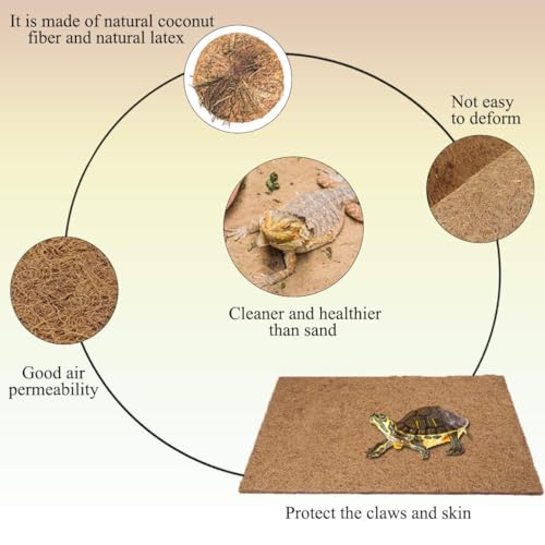 35.4×15.7" Reptile Carpet Coconut Fiber Substrate Large Lizard Cage Mat Coco Fiber Liner Snake Bedding Natual Coconut Fiber Carpet for Bearded Dragon Turtles Iguana Tortoises (15.7x35.4inch)
