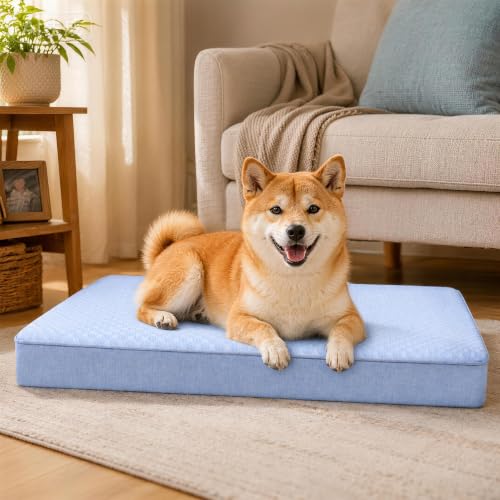 Cooling Dog Bed for Large Dogs (Blue / Large: 35" x 22" x 3")