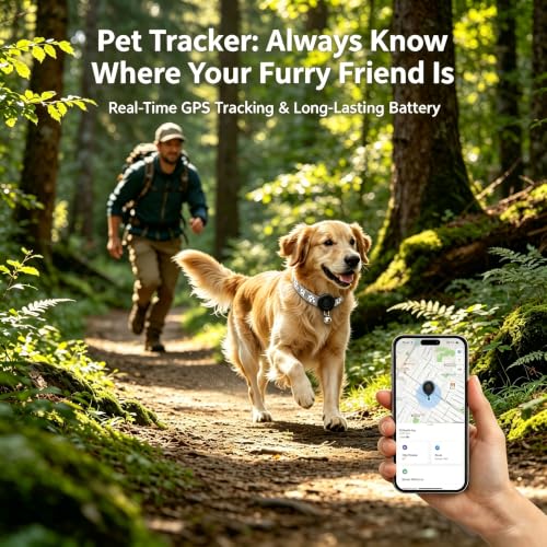GPS Tracker for Dogs and Cats (Black-Collar)
