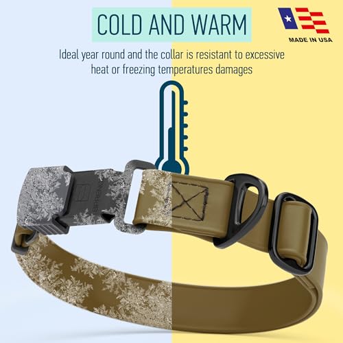 Biothane Waterproof Dog Collar with Herm Sprenger Black Stainless Steel Quick Release Buckle (W 3/4" x L 12"-19" / Coyote Brown)