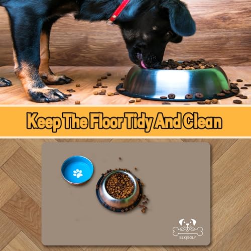 12"×20" Brown Absorbent Dog Mat for Food and Water Bowl (Brown-GT / 12"×20")