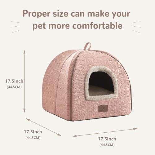 Cat Beds for Indoor Cats (Light Pink / L(17.5 x 17.5 x 17.5 Inch))