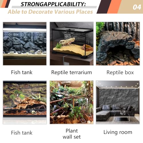 23.6x17.7in Rock Terrarium Background (brown-23.6"* 11.8"（1pcs）)