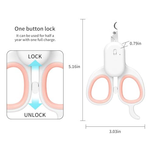 Cat Nail Clipper with LED Light (Suitable for Cats＆Dogs / Pink)