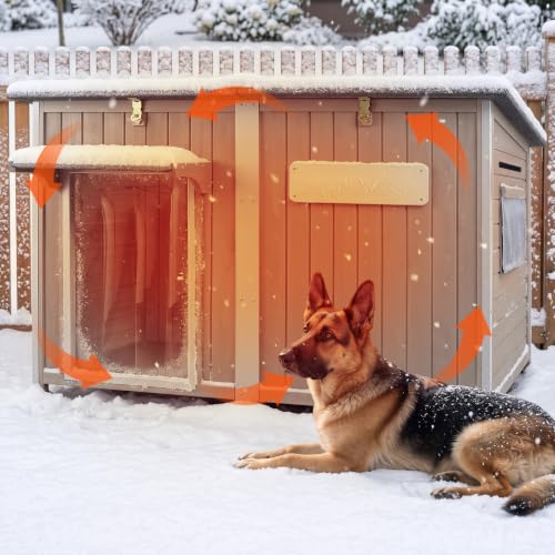 55" Insulated Dog House Outdoor for Large Dogs