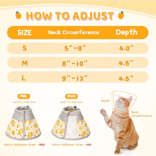 Cat Cone Collar Soft to Stop Licking (Orange / L)