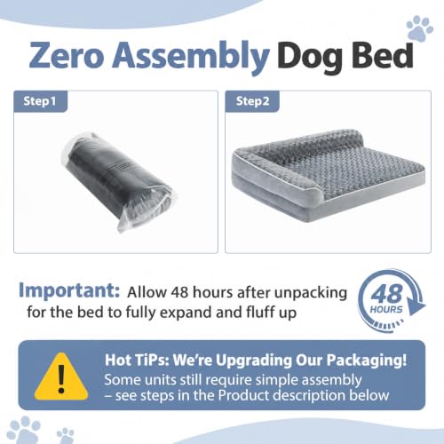 Orthopedic Washable Dog Bed (Gray / 48.0"l x 35.0"w x 7.5"th)