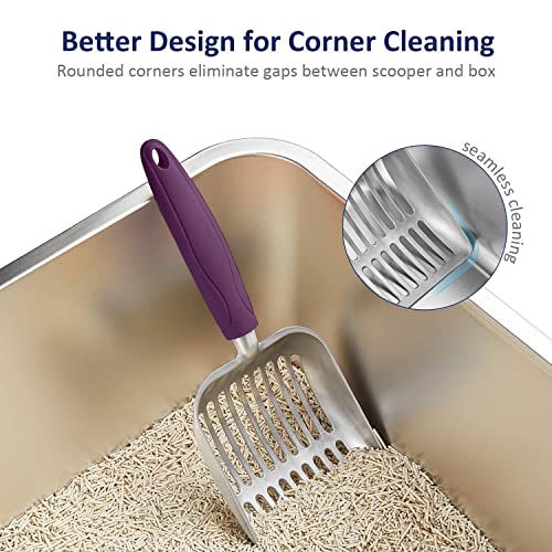 Cat Litter Scoop (Small / FLAT Aluminum \ #07 Violet Handle)