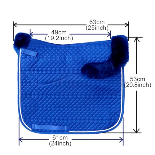 Dressage Saddle Pad English Sheepskin Trim Lambskin Wool Royal Blue (Royal Blue)
