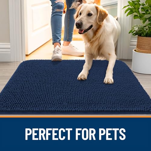 Dog Door Mat for Muddy Paws 40x24 (Dark Blue / 40" X 24")