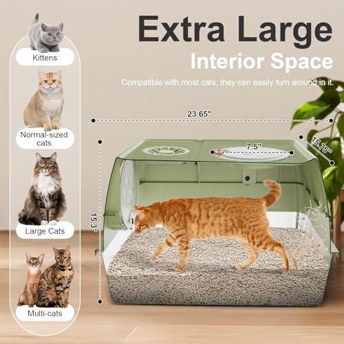 Stainless Steel Litter Box with Lid (Green)