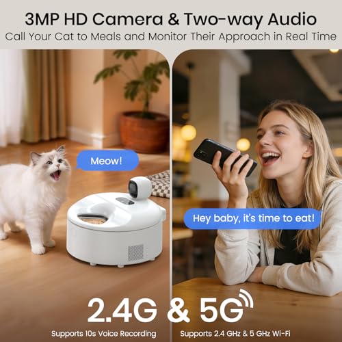 Automatic Wet Food Cat Feeder with Cooling (White)