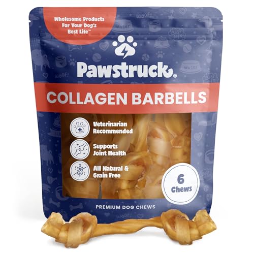 Natural Large Collagen Stick Barbells for Dogs (Barbells / 1 Count (Pack of 6))