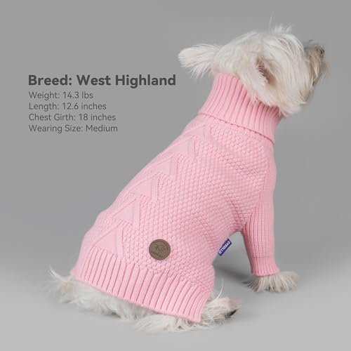 Dog Sweater Long Sleeve Warm Knit Sweaters for Large Dogs Boy Girl (Pink / XX-Large)