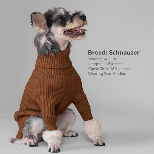 Dog Sweater Long Sleeve Warm Sweaters for Small Dogs Boy Girl Cats (Brown / Medium)