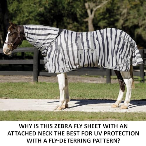Soft Interlock Mesh II Zebra Horse Fly Sheets (Horse Size 78 / Attached Neck Euro Bellyband / Zebra)