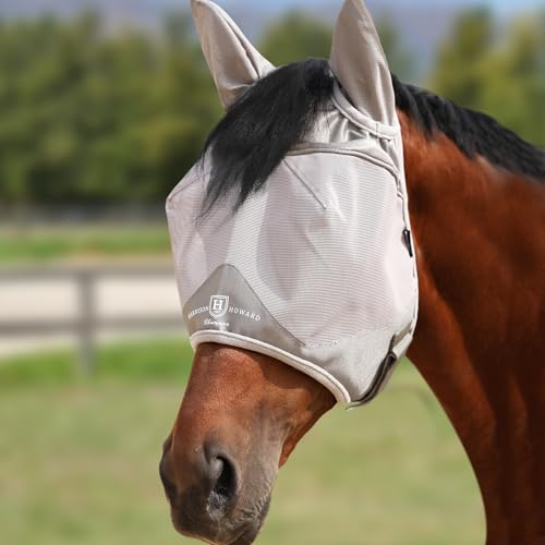 Half Face Horse Fly Mask UV Protection and Breathable for Equine Use Comfortable Grey M (Grey / Medium (Arabian))