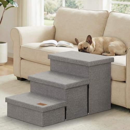 Dog Stairs with Storage (Grey No Condo / 3)