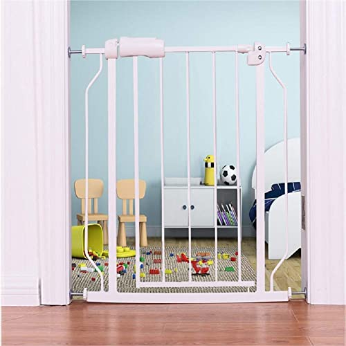 Extra Wide Pressure Mounted Baby Gate Walk Through Child Kids Safety Toddler Tension White Long Large Pet Dog Gates with Extension for doorways Kitchen (White / 24.02-27.56"/61-70cm)