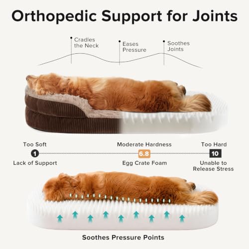 Fluffy Orthopedic Dog Beds Large Sized Dog (Dark Brown / XL-PLUS (45"x 32"x 7"))