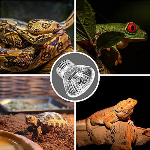 Reptile Heat Bulb 50W UVA UVB Reptile Light Bulbs Dimmable (Warm Bulb 50w / 2 Pack)
