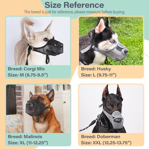 Mesh Dog Muzzle for Large Medium Small Dogs with Front Opening (Black / L)
