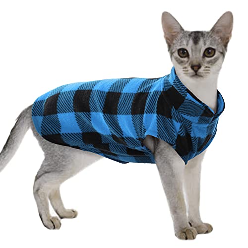Dog Fleece Vest (Blue Plaid / X-Small (Chest Girth: 14.2'' ))