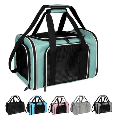 Dog Cat Carrier Pet Carriers for Small Medium Large Cats Dogs Carrier Soft Sided Small Puppy Dog Carrier Portable Foldable Airline Approved Dog Cat Travel Carrier Green Large (20.0"L x 13.0"W x 13.0"H / Green)