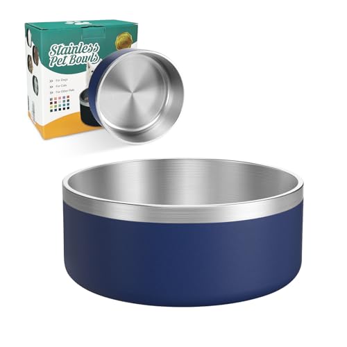 Stainless Steel Dog Bowls (Medium / Dark blue)