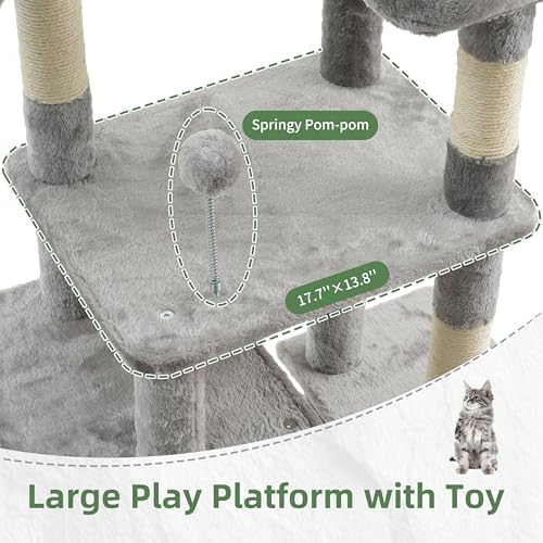 55.1'' Cat Tree Tower for Indoor Cats (55.1 inch / Light gray)