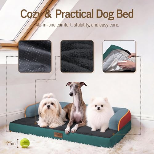 Orthopedic XL Dog Bed for Large and Extra Large Dogs (Terracotta Teal / 42"L x 30"W x 7.5"Th)