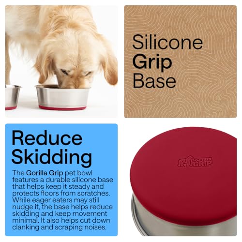 Dog Bowl Food Grade Stainless Steel Water Bowls (Red / 6 Cup - Single Bowl)