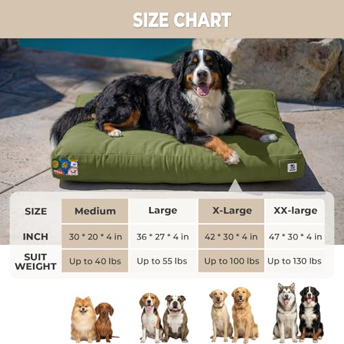 42 Inch Waterproof Indestructible Dog Bed for Extra Large Dogs (Green / X-Large)