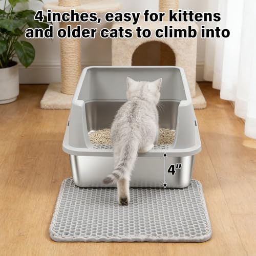 Stainless Steel Litter Box with Lid (S:17.5x13.6x8inch with Lid)