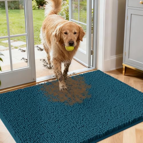 Dog Door Mat for Muddy Paws (Teal Blue / 48" x 30")